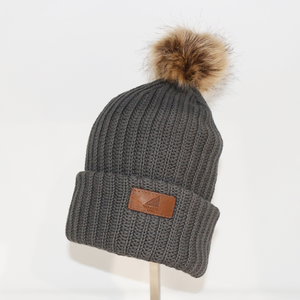 Adult Cotton Cuff with Shepard Pom Cool Gray