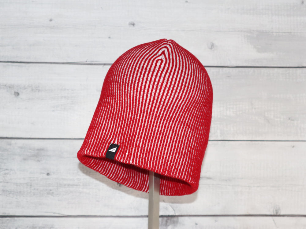 Adult Acrylic Beanie Red and White Blended