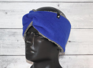 Adult High Piled Fleece Knotted Headband in Blue