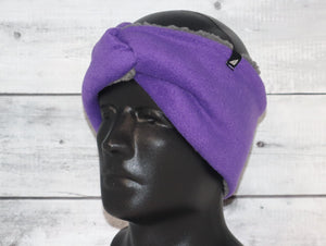 Adult High Piled Fleece Knotted Headband in Purple