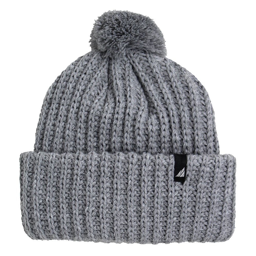 Toddler Acrylic Ribbed Cuff with Matching Pom in Gray