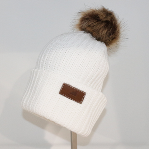 Adult Cotton Cuff with Shepard Pom Bright White