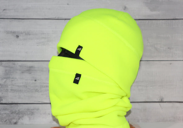 Adult Fleece Cap and Gaiter Set in Neon Yellow