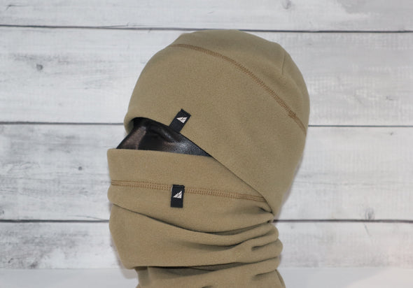 Adult Fleece Cap and Gaiter Set in Tan