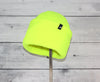 Adult Fleece Cap with Double Cuff in Neon Yellow