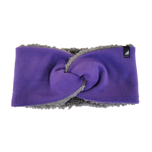 Adult High Piled Fleece Knotted Headband in Purple