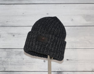 Child Acrylic Ribbed Cuff in Black and Gray