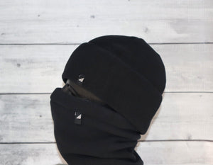 Child Fleece Cap and Gaiter Set in Black