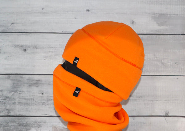 Child Fleece Cap and Gaiter Set in Orange