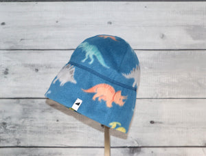 Child Fleece Cap in Blue Dino