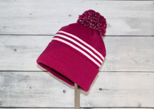 Child Specialty Hat in Pink Striped with Pom