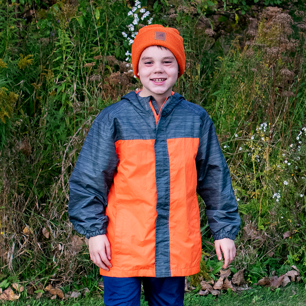 Model Wearing Adult Wool Watch Cap in Orange