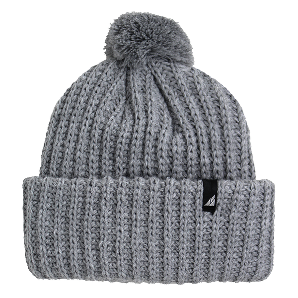 Toddler Acrylic Ribbed Cuff with Matching Pom in Gray