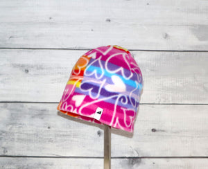 Toddler Fleece Cap in Rainbow Heart
