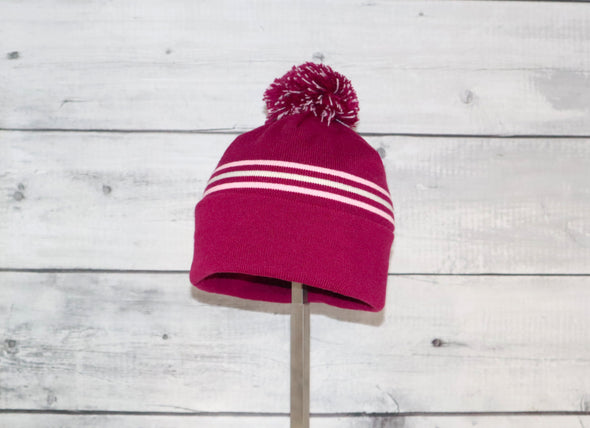 Toddler Specialty Hat in Pink Striped with Pom