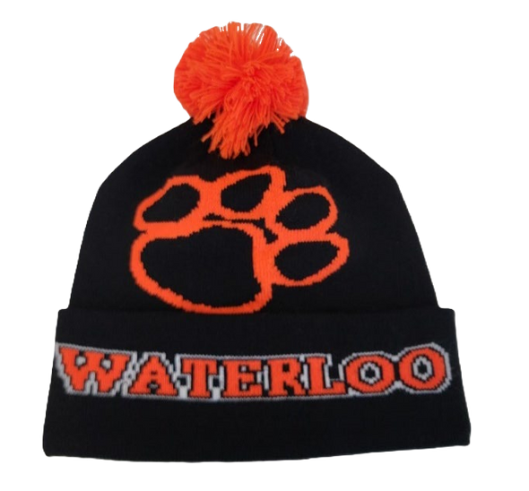 Waterloo Cuffed Hat with Paw Print and Pom