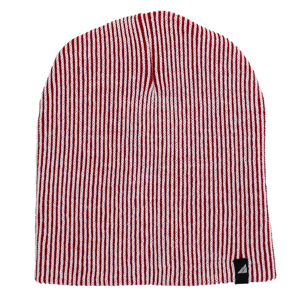 Adult Acrylic Beanie White and Red Blended