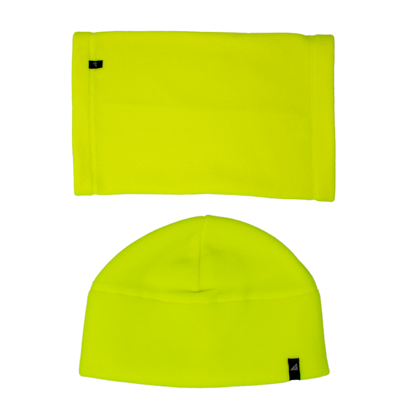 Adult Fleece Cap and Gaiter Set in Neon Yellow