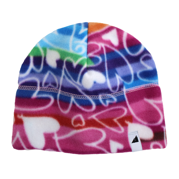 Adult Fleece Cap in Rainbow Heart