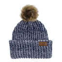 Child Acrylic Ribbed Cuff with Pom in Navy and White