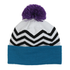 Child Specialty Hat in Teal and Purple Chevron with Pom