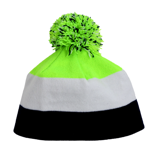 Infant Specialty Hat in Blue and Green Stripes with Pom