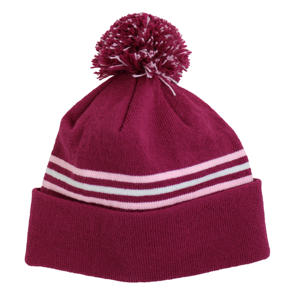 Toddler Specialty Hat in Pink Striped with Pom